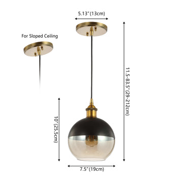 Nixon 7.5" Adjustable Drop Globe Metal/Glass LED Pendant - JONATHAN Y
